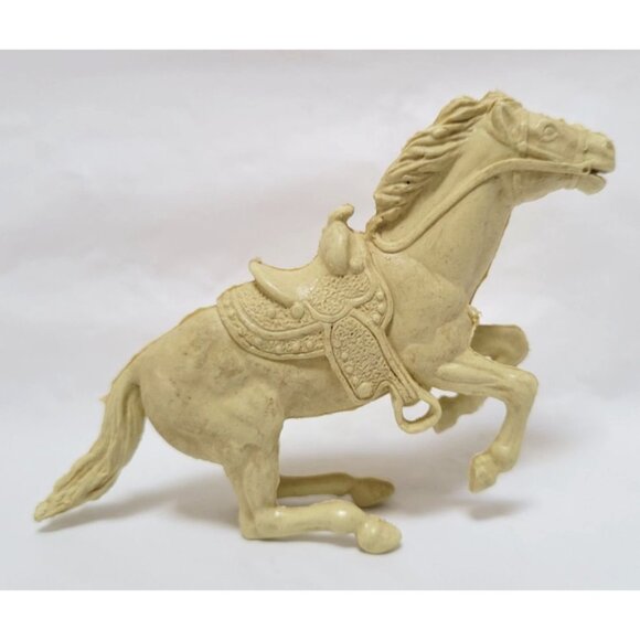 Vintage 1960's Marx Western Frontier 4" Long Cream Horse Rearing Up - Picture 3 of 6